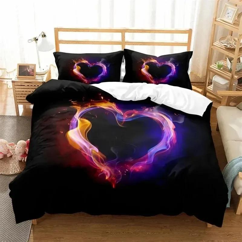 Luxury New 3D Print Love Heart Romantic Theme Valentine's Day Bedding Set Boys Girls Twin Queen Size Duvet Cover Bed Kids Adult