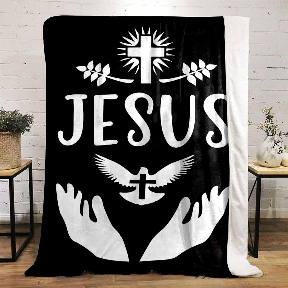 Jesus Cross Dove Blanket Printed Blanket for Living Room Bed Couch Lunch Break Soft Cozy Blanket for Friend's Festival Gift
