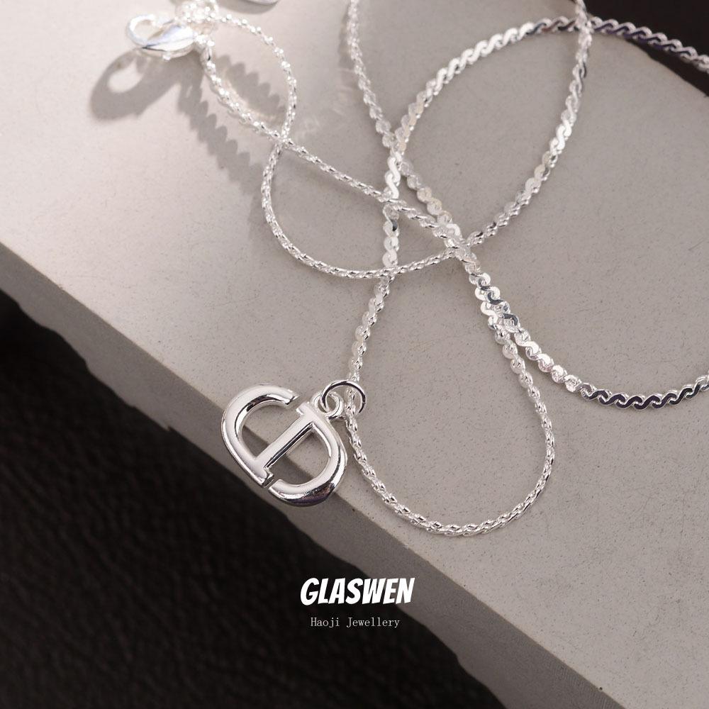 Spice Girl Stil Einfacher Buchstaben CD Halskette Damen Nische Hip Hop Gestapelte Schlüsselbein Kette Vielseitige Mittlere Pullover Kette