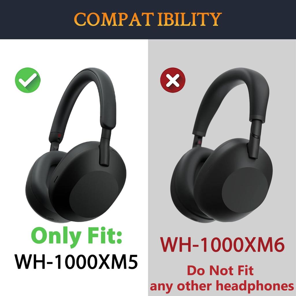 SOULWIT Sheepskin Ear Pads for Sony WH-1000XM5 (WH1000XM5) Headset, Replacement Noise-Isolating Ear Cushions, Thick Headphone Pads, Bright Blue