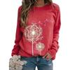 Women's Autumn/Winter 2024 Dandelion Print Crew Neck Sweatshirt - Loose Casual Fit
