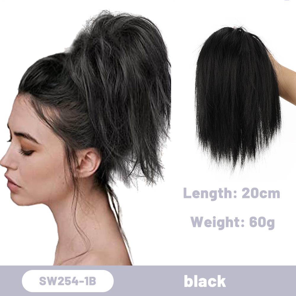 

Синтетическая грязная булочка, прямые резинки для волос, булочка, шиньон, эластичная грязная резинка для волос для наращивания хвоста для женщин