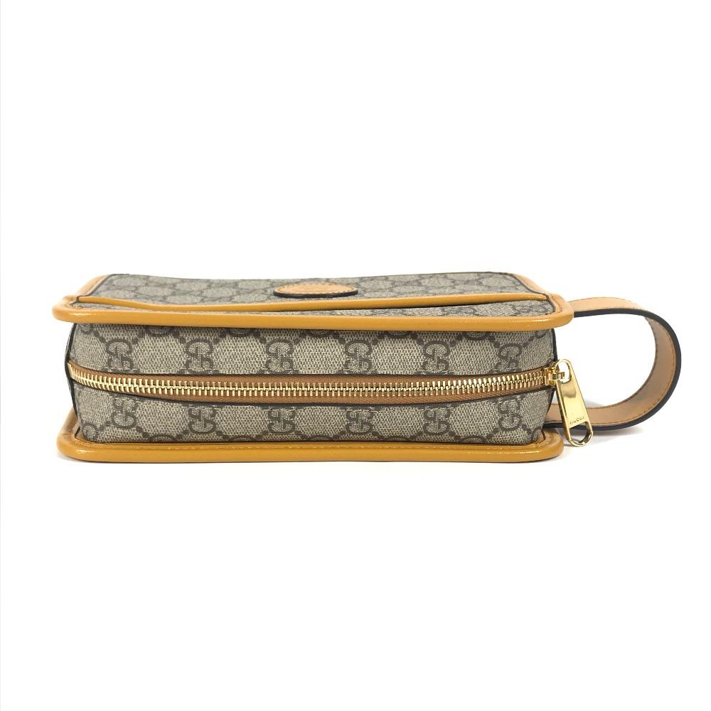 GUCCI 625764 GG Supreme GG logo Clutch bag pouch with handle Beige/Yellow Unused