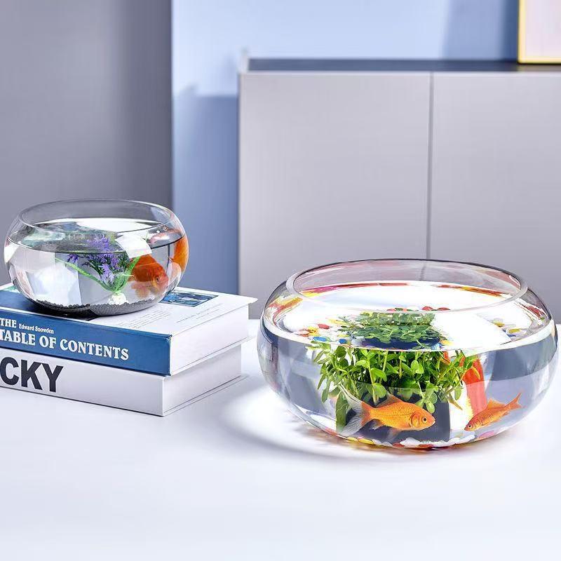Creative Round Glass Fish Tank for Desktop, Office, or Living Room