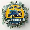 Vintage kovová cedule traktoru New Holland, kulatá 8 palců, dekorace na stěnu farmy