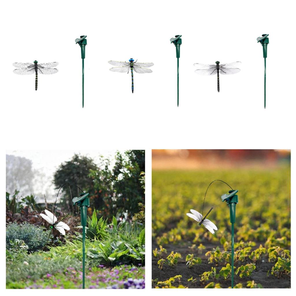 Solar Battery Powered Flying Dragonfly Fluttering for Patio Plants Landscape