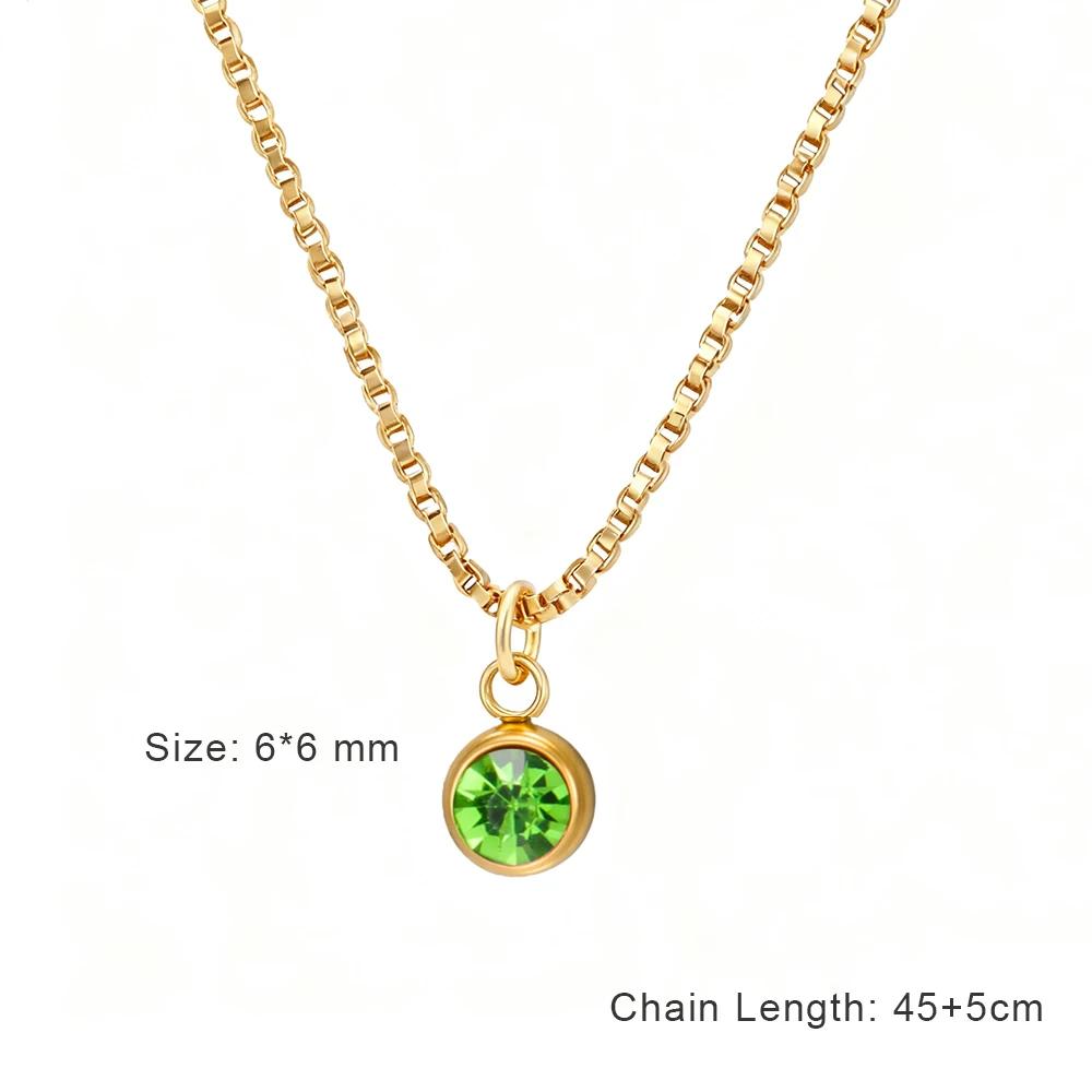 Clear Zircon 12 Month Birthstone Charm Necklace for Women Stainless Steel Thin Box Chain Necklace Jewelry Birthday Gift 2026