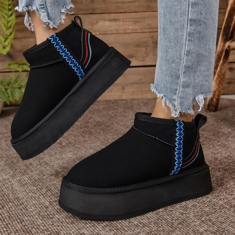 Fashion 2025 New Thick Plush Platform Snow Boots Women Winter Warm Fur Cotton Shoes Woman Faux Suede Slip-On Ankle Boots Shoes