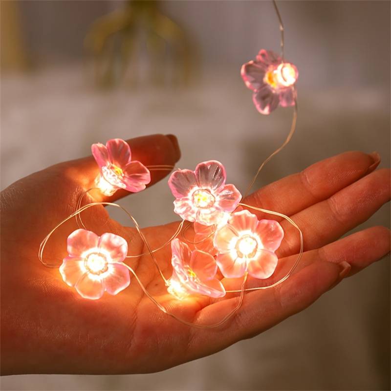 Cherry Flower String Lights Battery Powered Garland Light For Christmas Holiday Valentine's Day Decor Wedding Lighting Strings