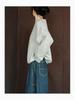 Women's Gray Loose Fit Printed Sweatshirt - Round Neck, Long Sleeve, Drop Shoulder, Versatile Pullover