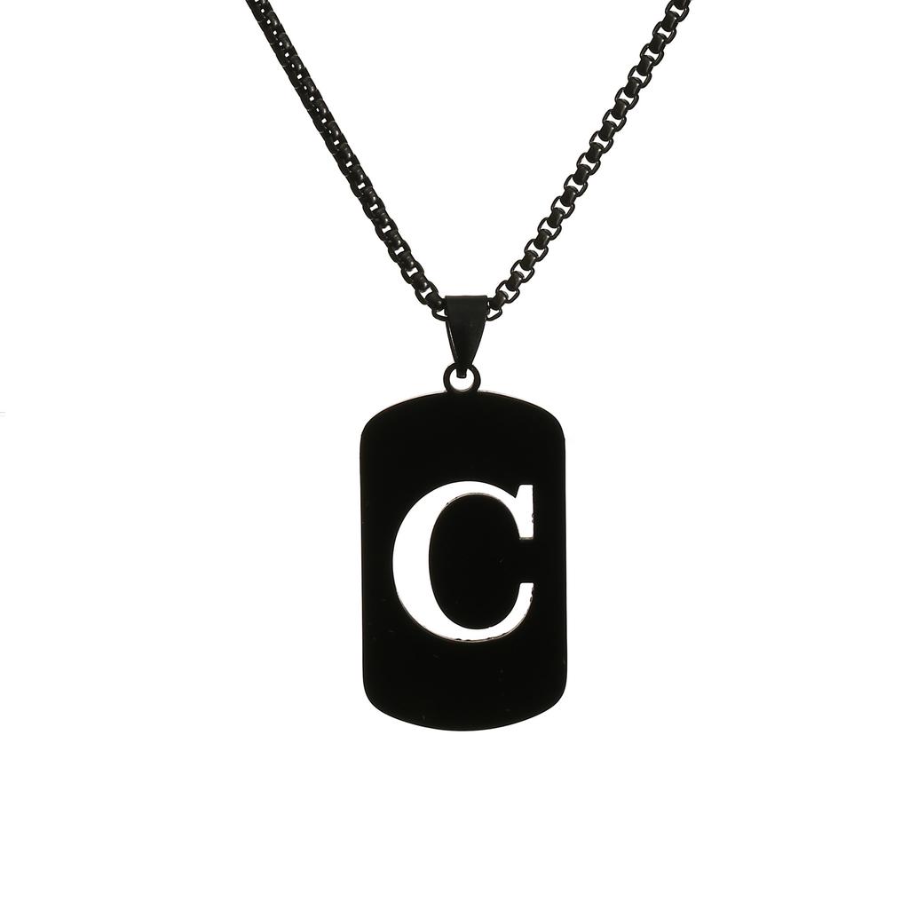 New Black English Letters Titanium Steel Autumn and Winter Sweater Chain High-end Necklace