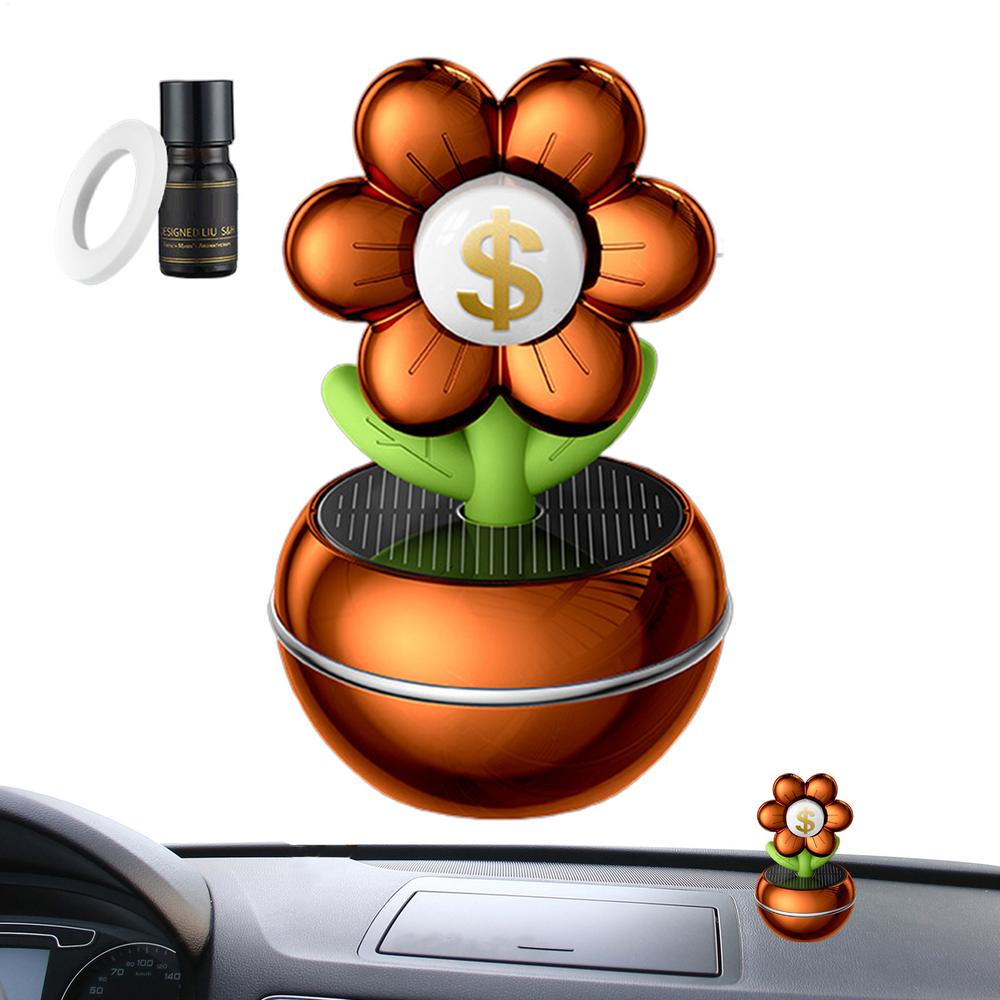 Solar Car Air Freshener Rotatable Fragrance For Dashboard Money Flower Long Lasting Air Freshener Decor For Car Interior Truck