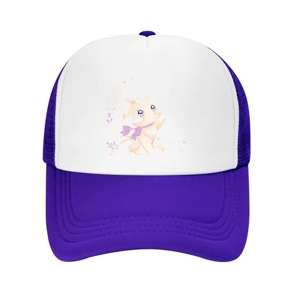 Sweet Pastel Kitten Wish Charm Mesh Baseball Cap Casual Hat Outdoor For Womens Unisex FeUnisex