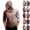 Men's Loose Fit Casual Hoodie Three Quarter Sleeve Pullover Lightweight Breathable Halloween Print Top for Everyday Wear