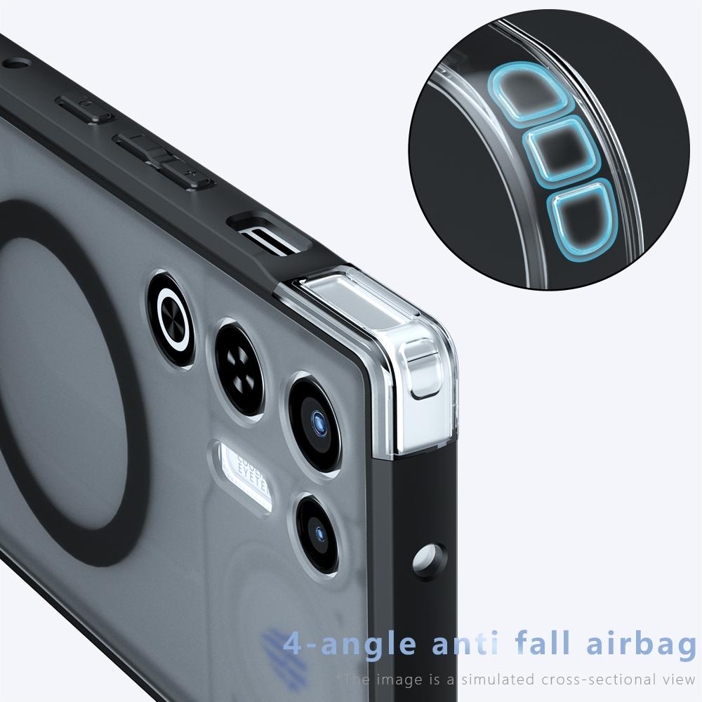 Stoßfeste Hülle für ZTE Nubia RedMagic 11 Air Magnetisch Kabelloses Laden Weicher TPU-Rahmen Transluzente Matte Kunststoff-Handyhülle
