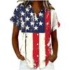 Womens Loose Fit Short Sleeve Printed Shirt Casual Vacation Style Collared Open Front Top