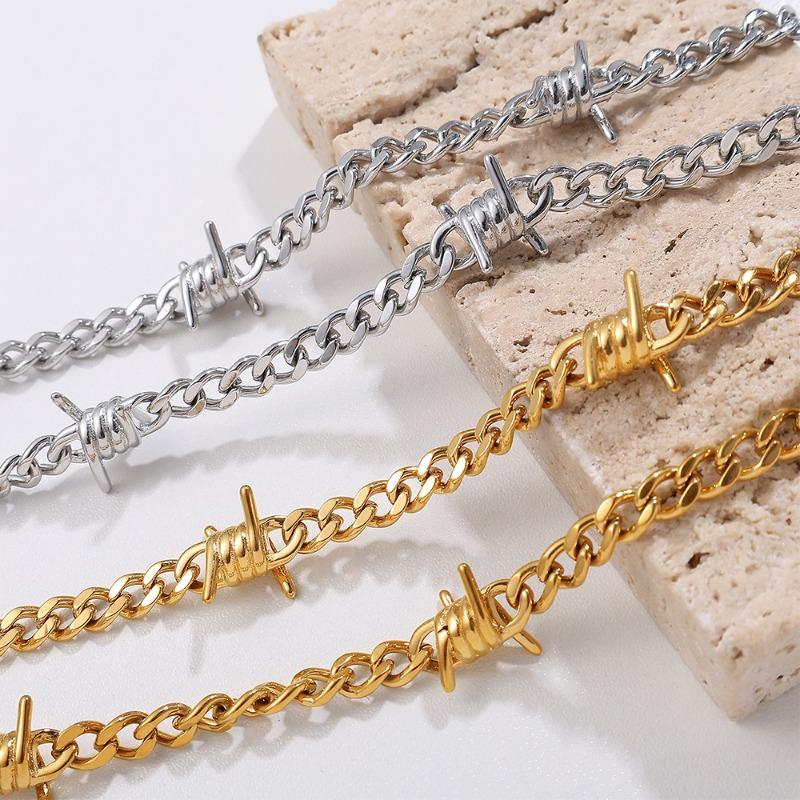 Meier Thorny Cuban Chain Men's Bracelet Stainless Steel Plated 18k Gold Trendy Fashion Hip Hop Necklace