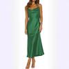 Spot Spring and Summer European and American Sexy Suspender Ball Party Dress Satin Evening Dress Dress