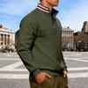 Men's Solid-color Casual Fleece Hoodie, Men's Loose Stand-up Collar Semi-zipper Casual Sport Pullover Hoodie