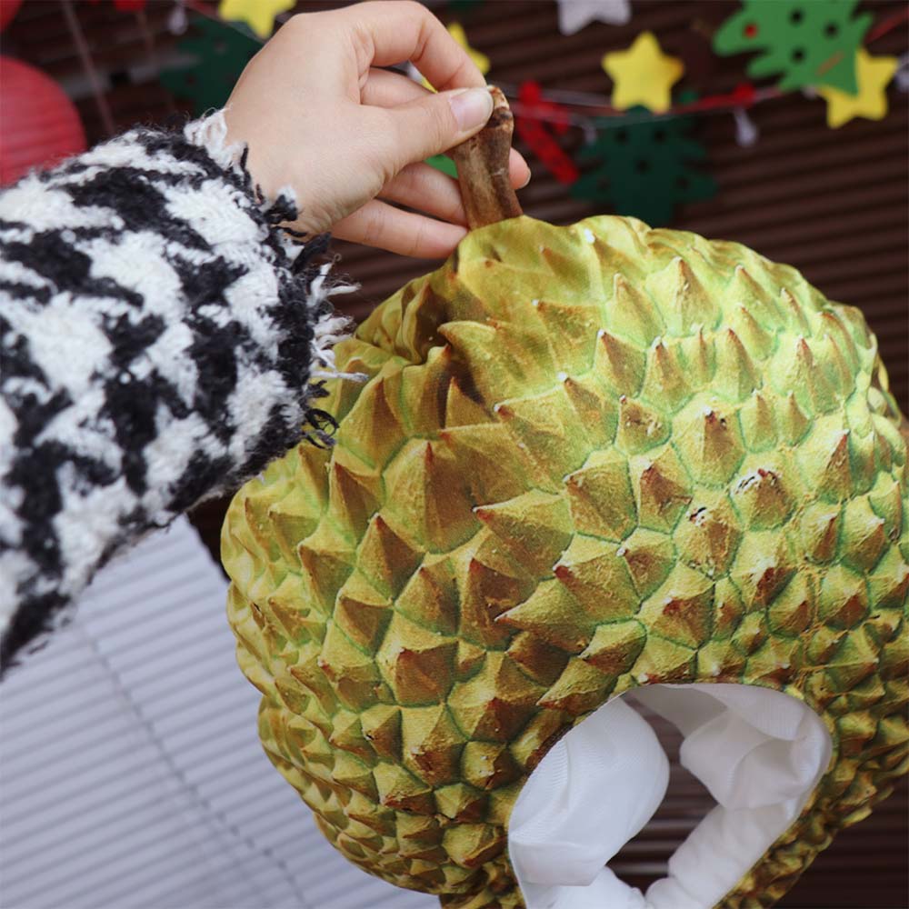 Headwear Funny Simulation Durian Hat Soft Comfortable Durian Headgear Unique Cartoon Hat Cosplay Costume