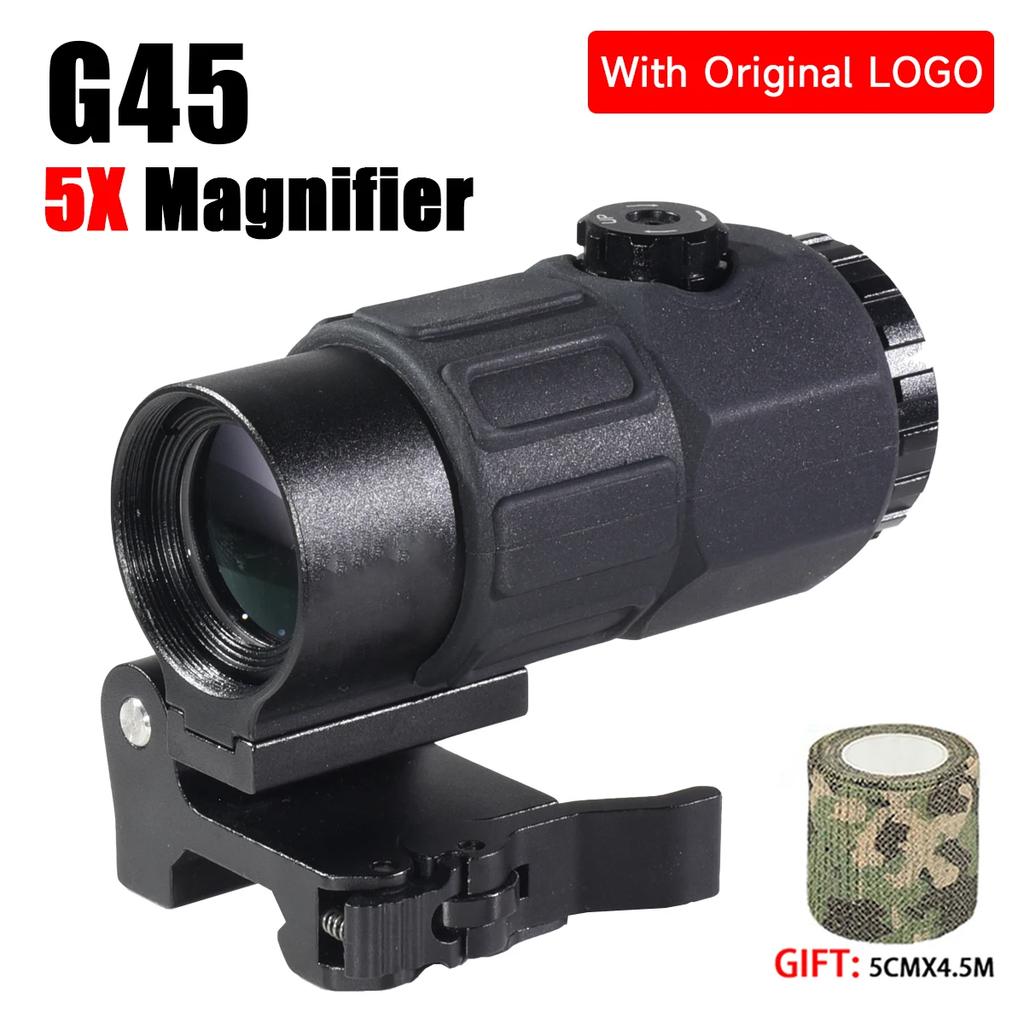 Eot**h G45 5X Magnifier Sight Scope G33 G43 3X Folding Side Flip Magnifiers Tactical Combo Hunting Amplify Adjustable Scopes