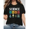 European Sizes Graphic Print with Scientific Elements | Short Sleeve Crew Neck Casual Top for Women, Ideal for Spring/Summer