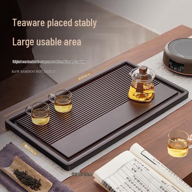 YIHUTEA Japanese Style Bamboo Drainable Tea Tray