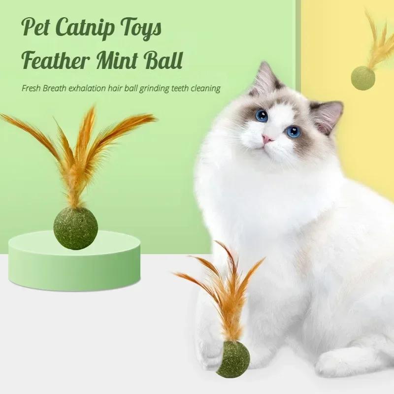 Cat Mint Ball Health and Safety Cat Feather Toy Ball Family Chase Cat Snacks Teeth Cleaning and Tooth Grinding Hair Removal Ball
