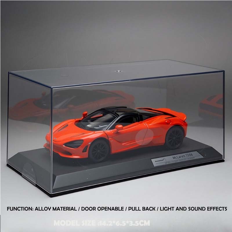 

Official Licensed Simulation 1:32 McLaren 750S Alloy Sports Car Model with Acrylic Box Display Toy Vehicle Collection Miniature оранжевый