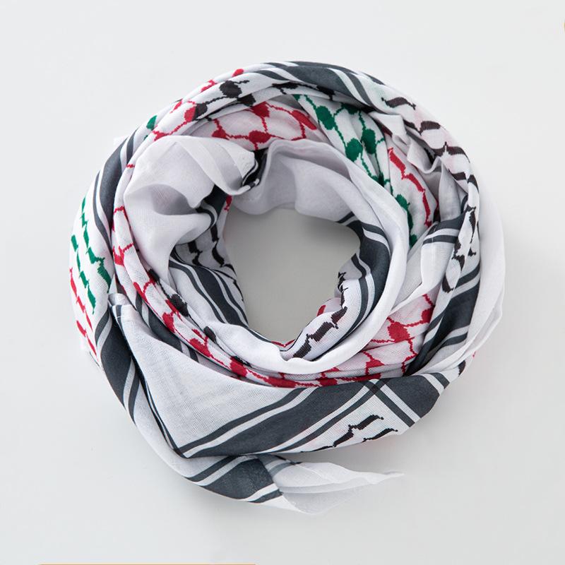 136X133Cm Tactical Desert Shemagh Keffiyeh Arab Tessel Scarf Wrap Outdoor Windproof Dustproof Face Protective Scarf Men Women
