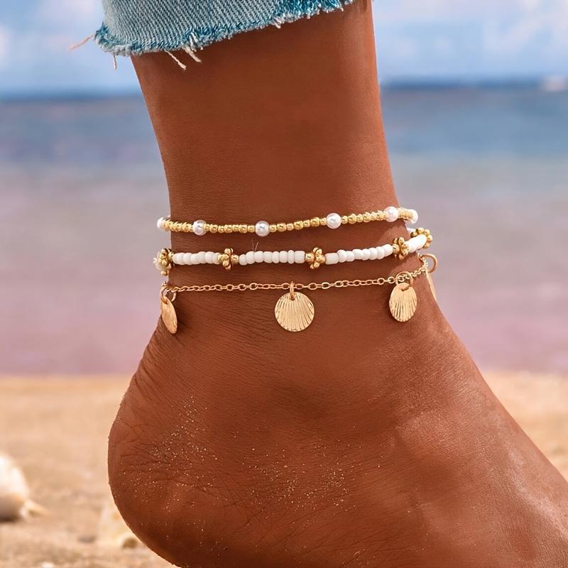 3-Piece Coin Tassel Anklet Set - Cross-border Foot Jewelry