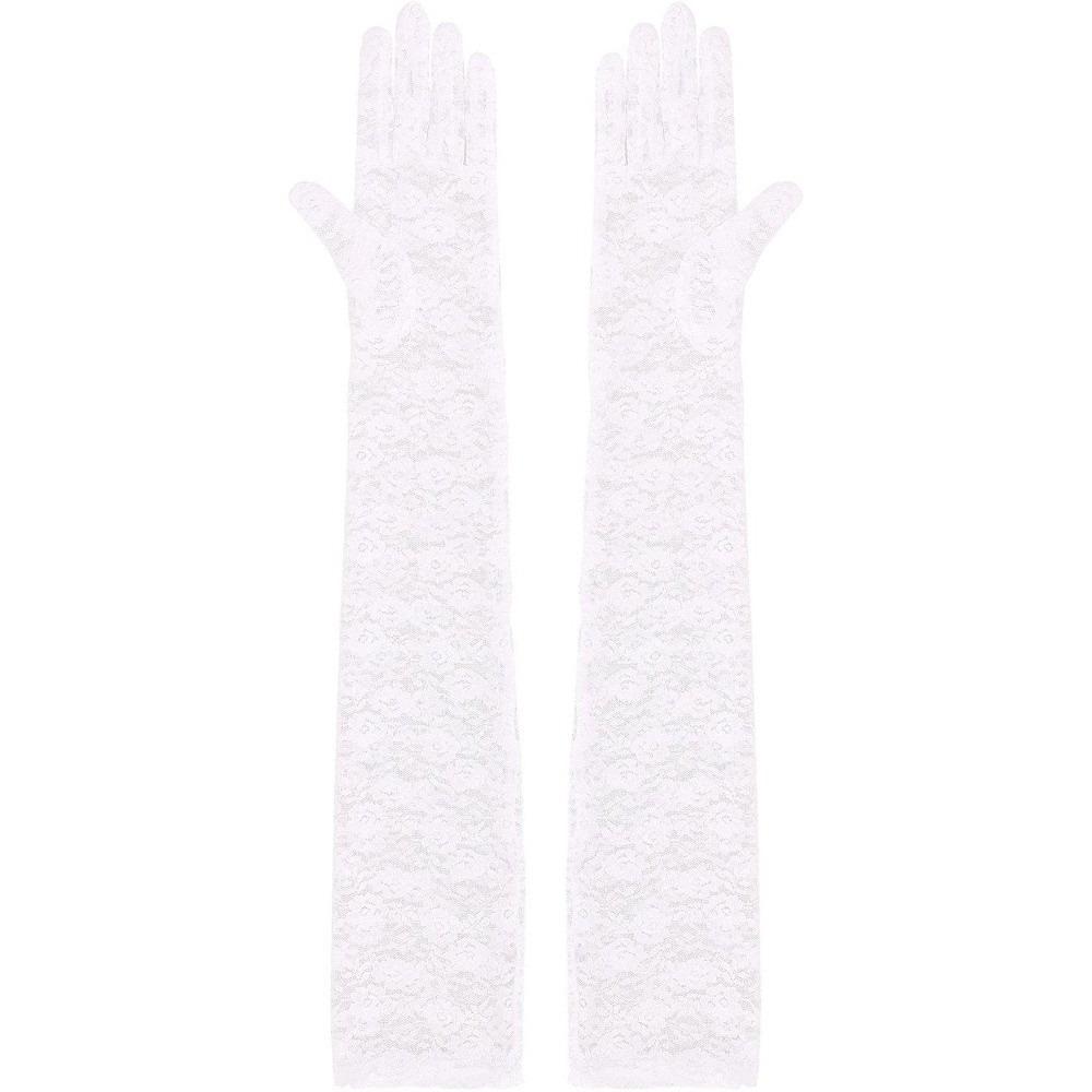 1Pairs Breathable Fishnet Gloves Floral Print Evening Mittens Kawaii Long Sexy Gloves JK Lolita