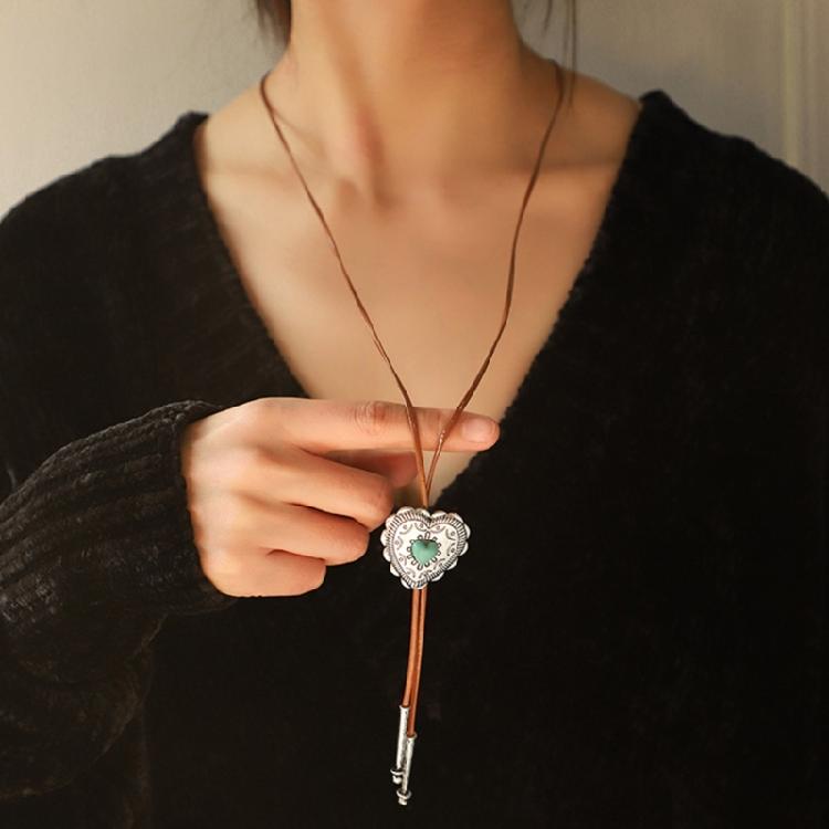 Bolo Tie Necklace for Teenage Girls Cool Cross Chokers Heart Jewelry Neck Chain