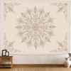 Tapeçaria Mandala Bege, Pendente de Parede com Estampa Floral Borboleta Boho para Quarto Dormitório Sala de Estar Decoração de Casa