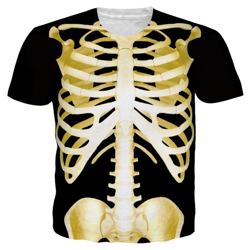 Men's 3D Printed T-Shirt Skeleton Pattern Print Short Sleeve O-Neck Pullover Casual Top