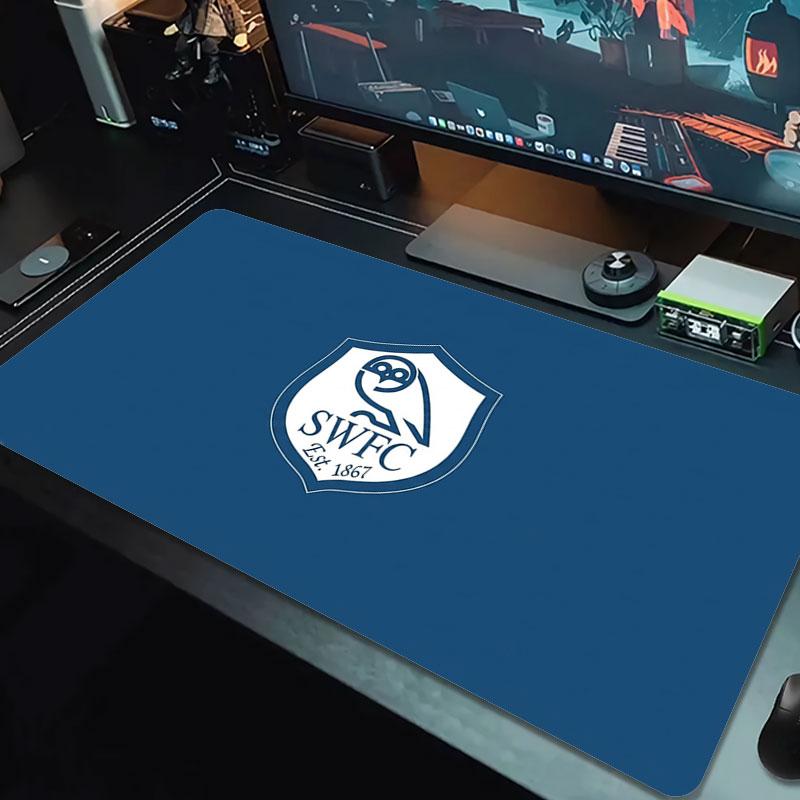 Blue White Owl Crest Large Size Mouse Pad Large Gaming Table Cushion Nonslip Laptop Tablet Big Mousepad Xxl Mat Mini Pc Playmat With Lock Edge