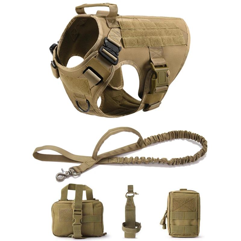 Tactisch Militaire Vest Huisdier Duitse Herder Golden Retriever Tactisch Trainingsharnas en Lijn Set Voor Alle Rassen Honden (as the picture,M)