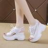 Women's Sporty Wedge Heel Peep-Toe Sandals - Thick-Soled, Breathable Mesh, Height-Enhancing, Plus Size Casual Footwear