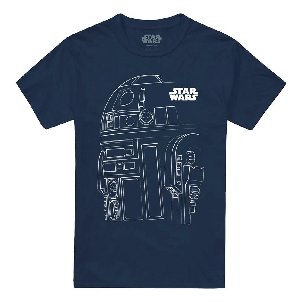 Звездные Войны R2D2 Контур Унисекс 100% Хлопок Футболка Мужские Футболки Топ S-4XL, Темно-синий S