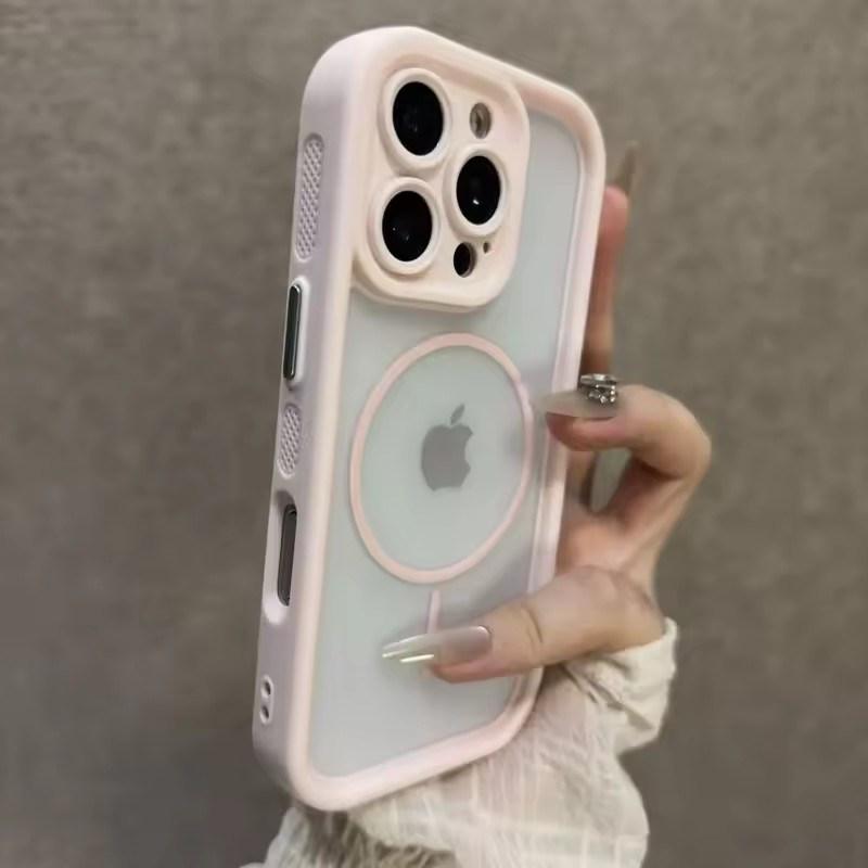 Trendy 2 In 1 Skin Feel Phone Case for iPhone 17air 16 15 14 12 13 Pro Max Plus MagSafe Wireless Charging Shockproof Protection