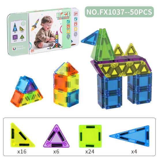 29/50Pcs/Set Colorful Magnetic Tile Kit Clear Geometric Shape Building Block Magnet Preschool Educational