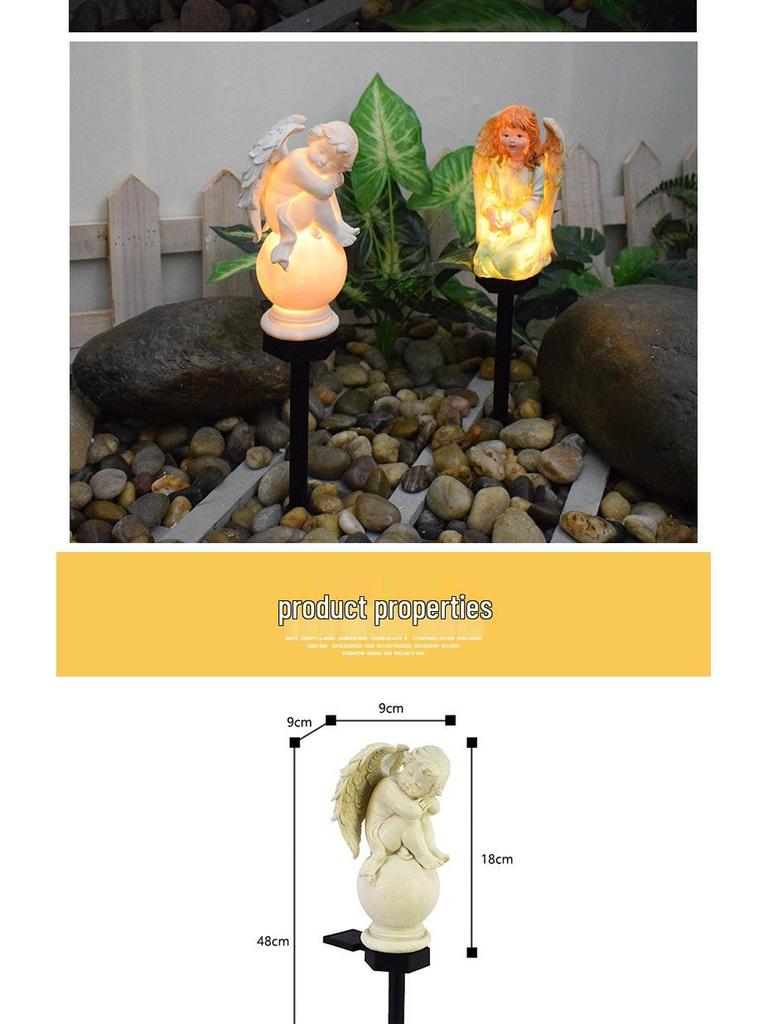 European Style Solar Angel Outdoor Lawn Light - Waterproof Resin Garden Decoration