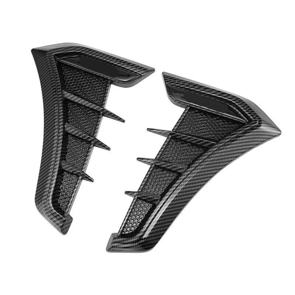 Car styling exterior accessories 1 pair universal black carbon car fender side vents air intake hole grille sticker cover