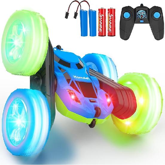Pink Remote Control Car for Girls 6-12 Year Old Double Sided 360Captive Rotating 4WD Rechargeable RC Cars Race Stunt Toy Car for Kids Birthday