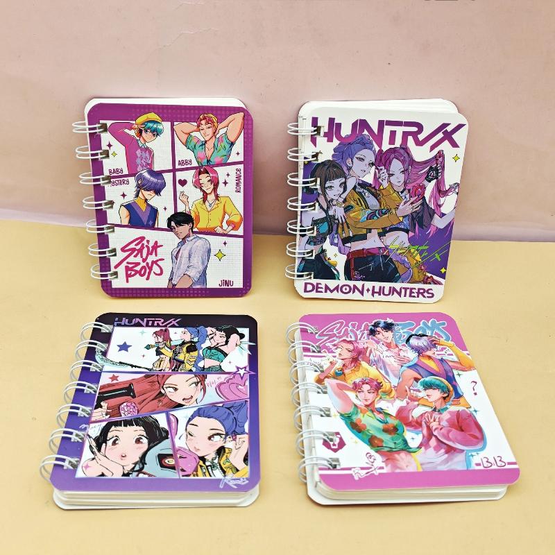 1/3Pcs Kpop Demon Hunters Mini Coil Notebooks For Students Anime Cartoon Kawaii Journal Notebook Fashion Record Notepad Gifts