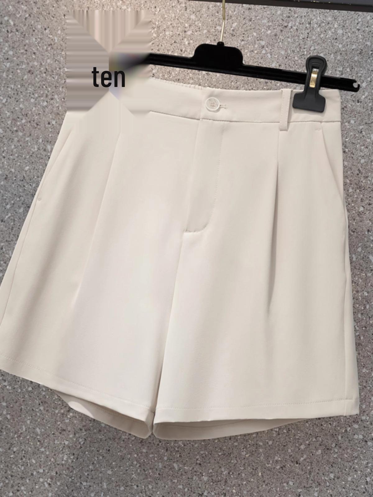 

2025 Slimming High Waist Black A-line Wide Leg Summer Shorts 2XL абрикосовый