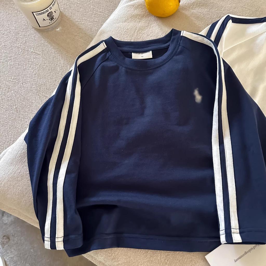 Kids Spring Athletic T Shirt with Side Stripes for Boys and Girls
