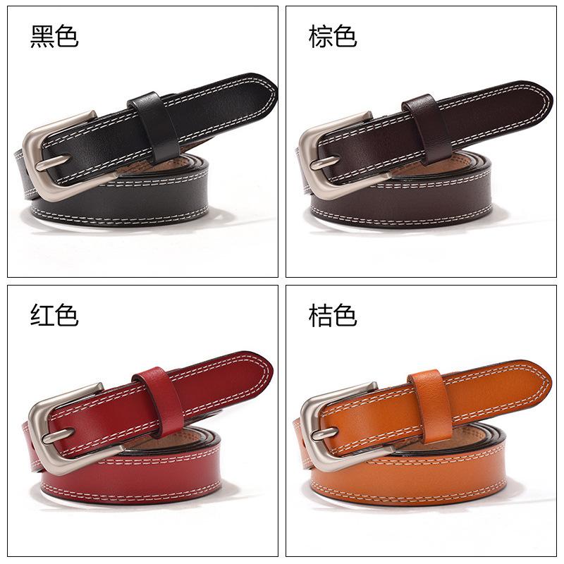 Women'S Belt Pin Buckle Leather Pure Cowhide Women'S Leather Belt Decorative Belt