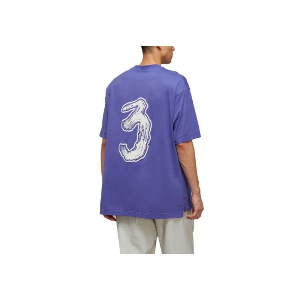 Y-3 SS23 Logo Gradient Print Løstsittende Kortarmet T-skjorte Unisex Topper Lilla HY1273
