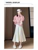 2025 New Women's High Waist Knitted A-line Pleated Midi Skirt for Autumn/Winter